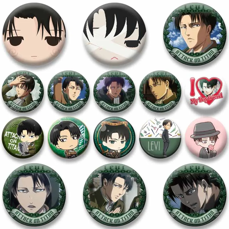 Cartoon Character Levi Ackerman Badge Round Snap-in Brooch on Backpack Clothes Handmade Anime Role Enamel Pins Jewelry Ornaments