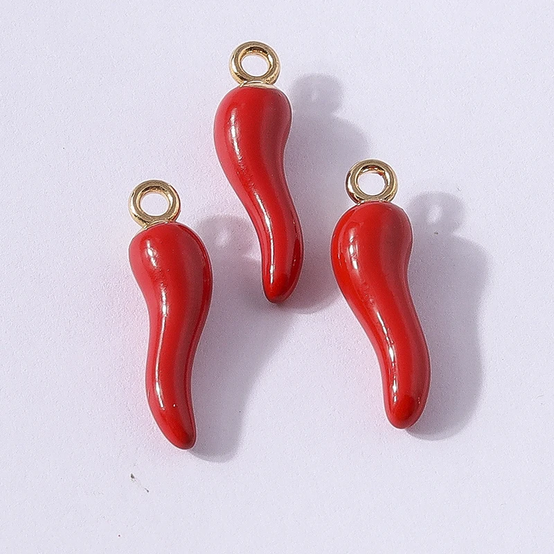 10 Stück 5x19mm süße Bonbonfarben Harz Lebensmittel Pfeffer Chili Charms Anhänger für Schmuckherstellung Tropfen Ohrringe Halsketten DIY Handwerk Geschenk – Detail 5