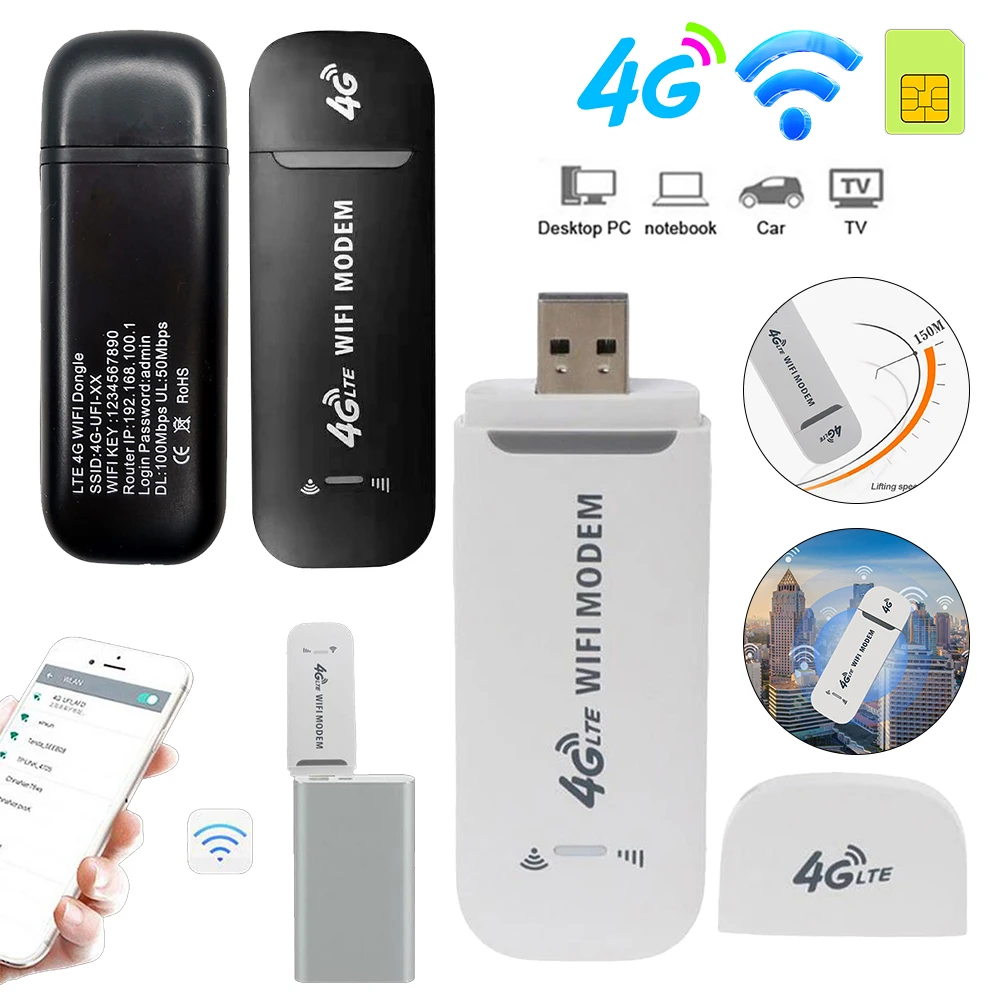 4G Wireless LTE WiFi Router 4G SIM Card Portable 150Mbps USB Modem Pocket Hotspot Dongle Mobile Broadband for Home Office WiFi