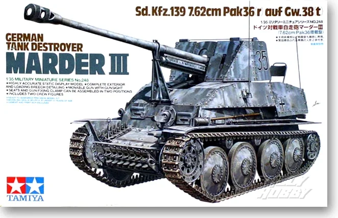 Tamiya 35248 1/35 Model Kit WWII German Tank Destroyer Marder III Sd.Kfz.139