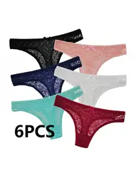 6PCS Sexy Lady Lace Net Eye Pants Breathe comfortable Bow hollow low waist pants 6pcs