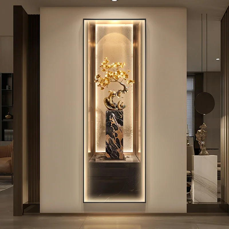 Modern luxury entrance decoration painting, wealth wall lamp, tree gallery hanging painting, high-end wall painting lamp GN632TB