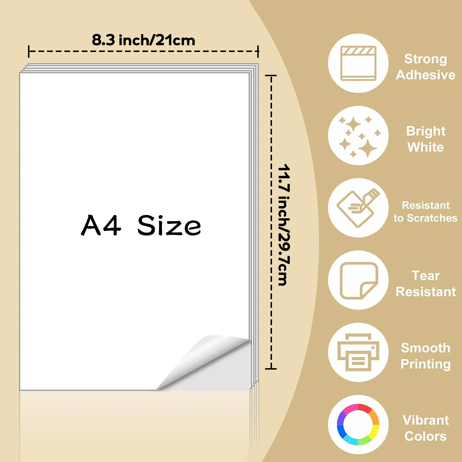 30 Sheets A4 Glossy White Vinyl Sticker Paper Self-Adhesive Waterproof for Inkjet Printer DIY Crafts Labels & Decals