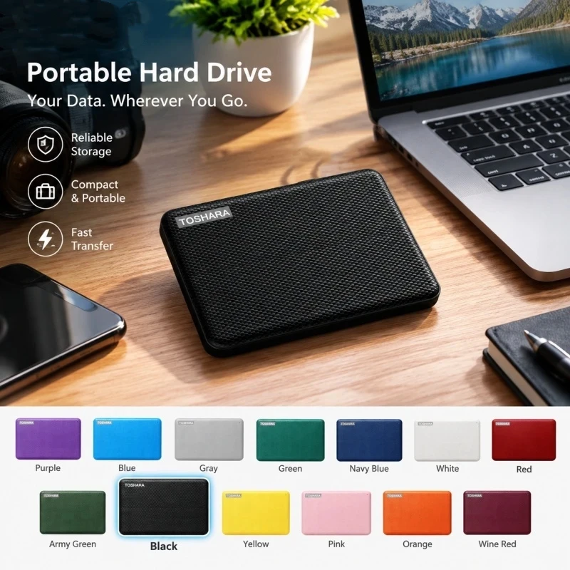 Original New V10 Encrypted Portable Hard Drive USB3.2 Gen1 High Speed External Storage 1TB 2TB 4TB Option for Desktop Laptop PC