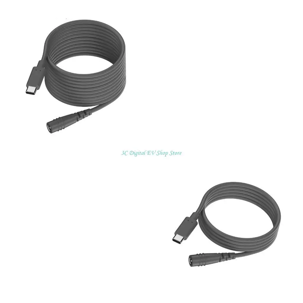 

E74D Outdoor Waterproof Extension Cable Wire Type C Male to Mini DC5521 Female Port