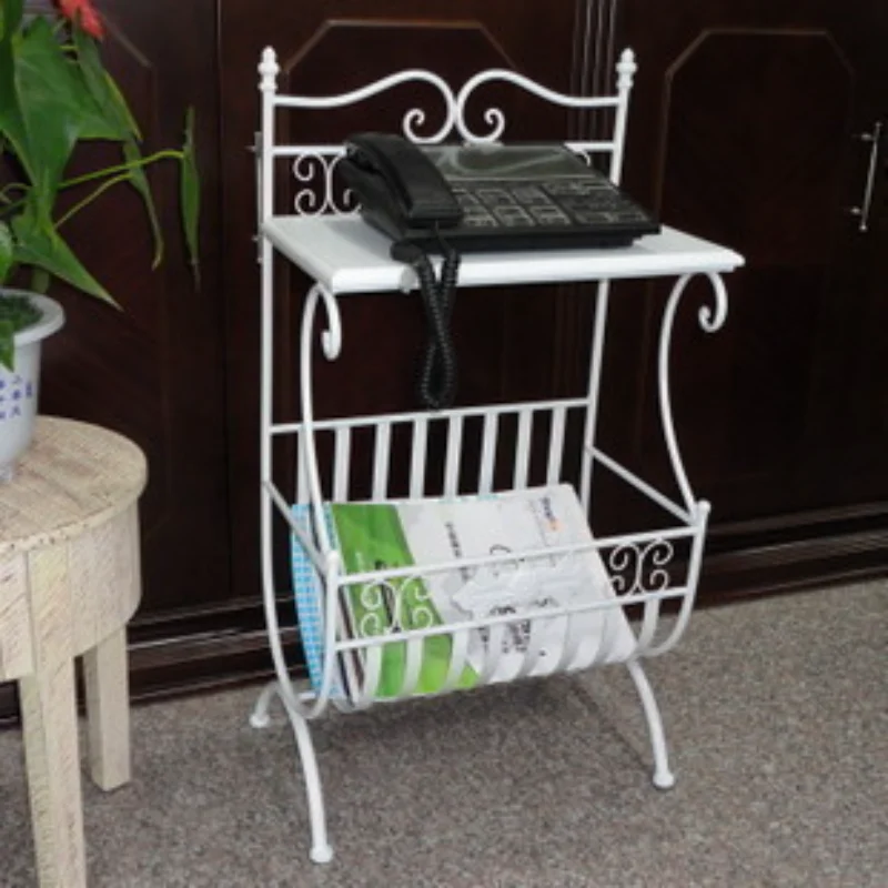 European Iron Art Magazine Book and Newspaper Rack Iron Art Table Telephone Table Bedside Table