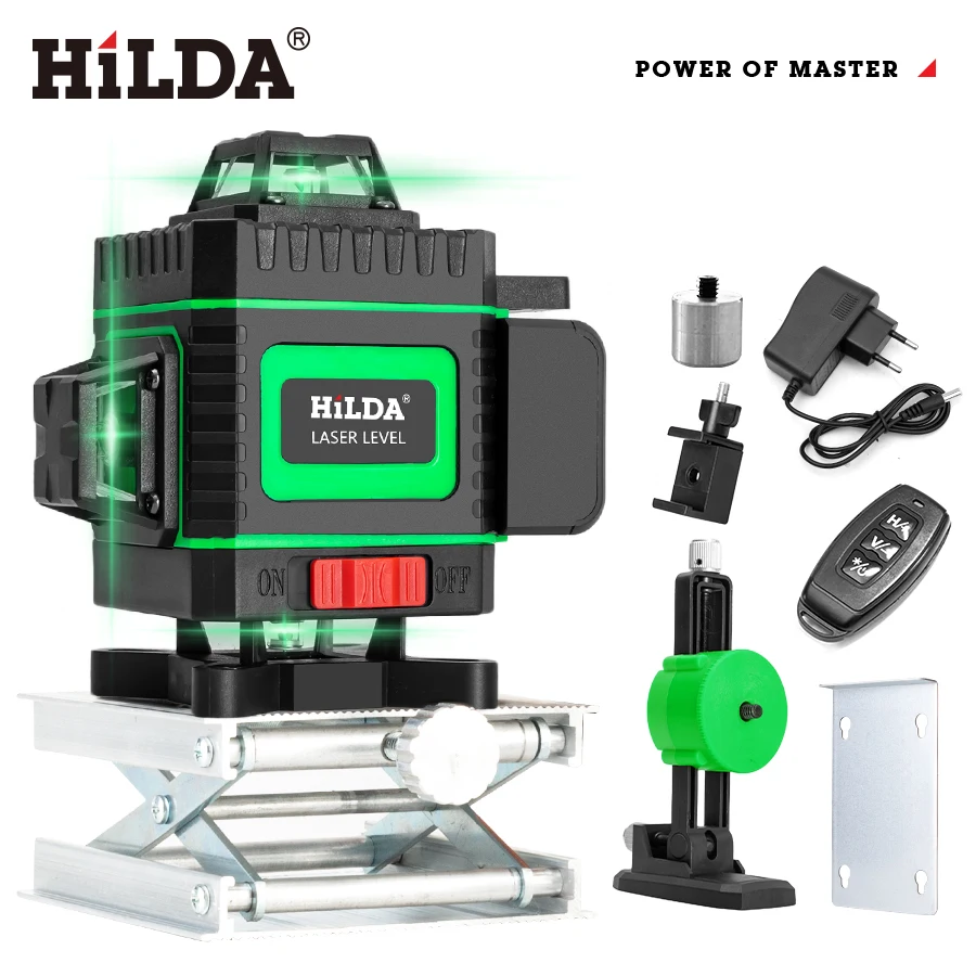 HILDA 4D Laser Level Green 12/16 Lines  Self-Leveling 360 Horizontal And Vertical Super Powerful Laser level