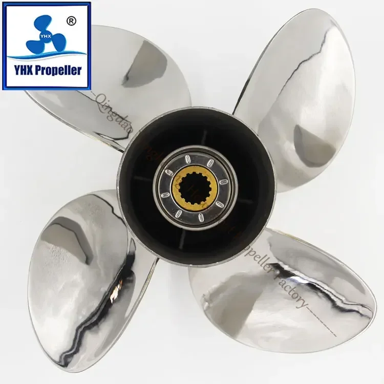 4 Blades Polished Stainless Steel Marine Propellers For Outboard Engine 150-300hp