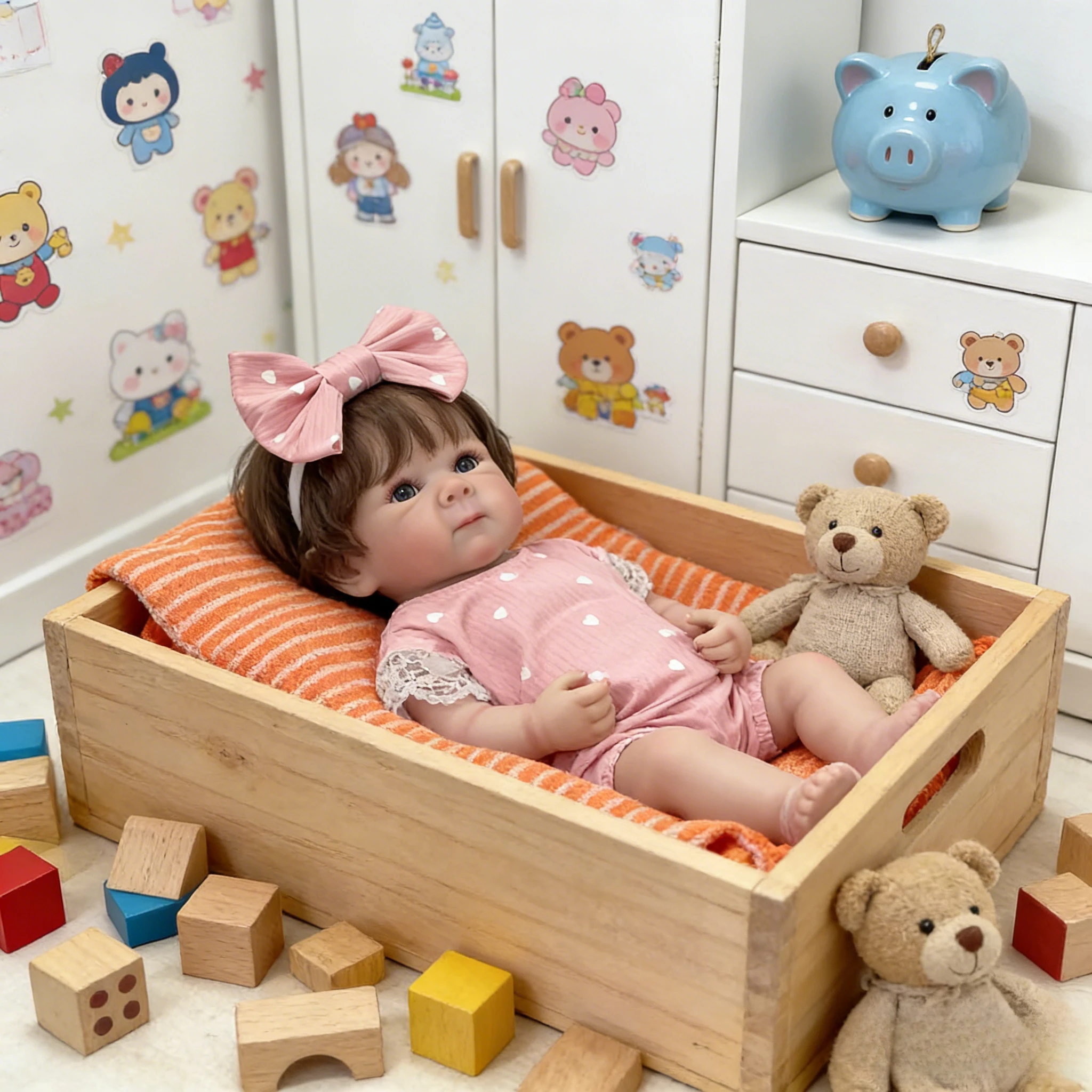 

45cm Realistic Reborn Bettie Baby Doll Soft Body Newborn Hand-Rooted Hair Ideal Children's Gift