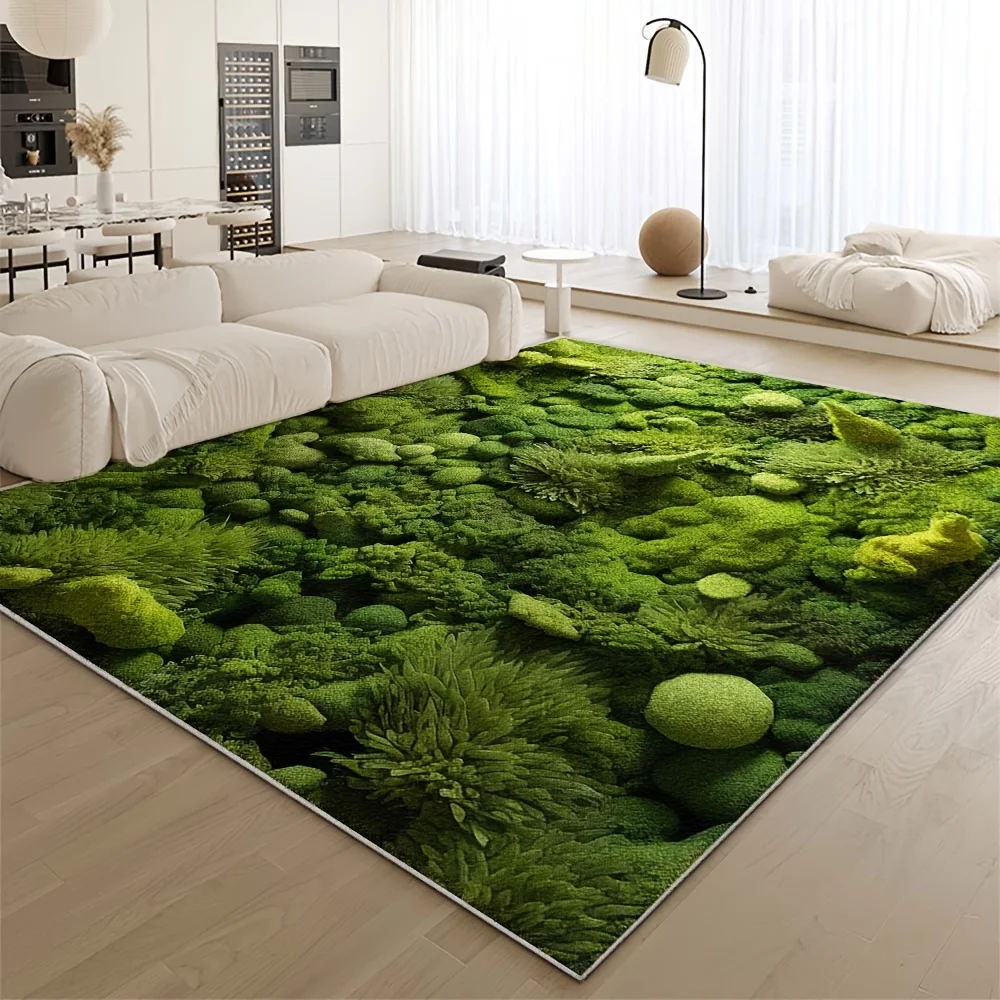 

Современный коврик с зеленым растительным принтом, нескользящий коврик, который можно стирать в машине для гостиной, спальни, в помещении, на открытом воздухе, минималистичный декор