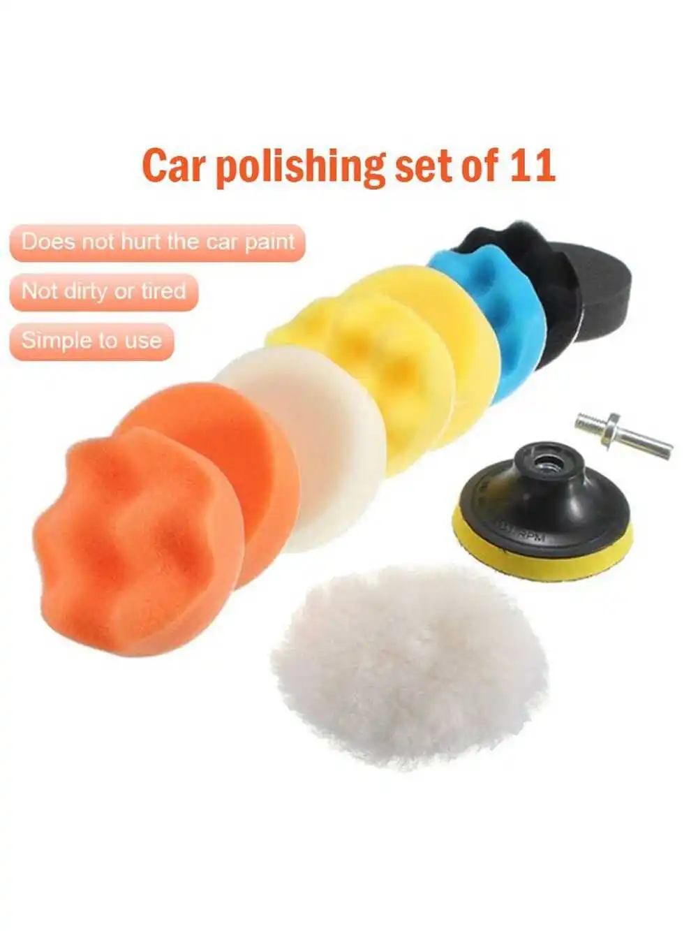 11pcs 3-inch Car Polishing Kit, Sponge Disc Set For Waxing And Buffing Sanding machine Lijadora de drywall Detailing Esmeril