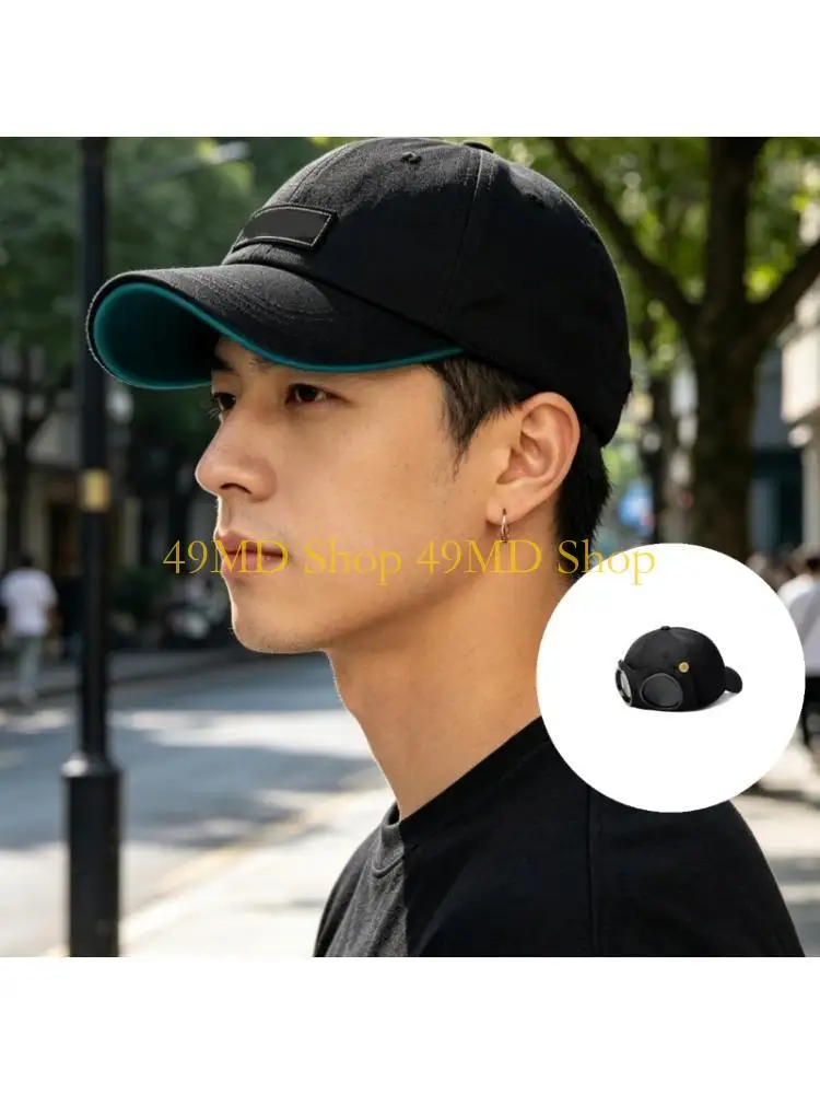 49MD Easy Outfit Baseball Cap with Front Lens Accent for Commute and Travel