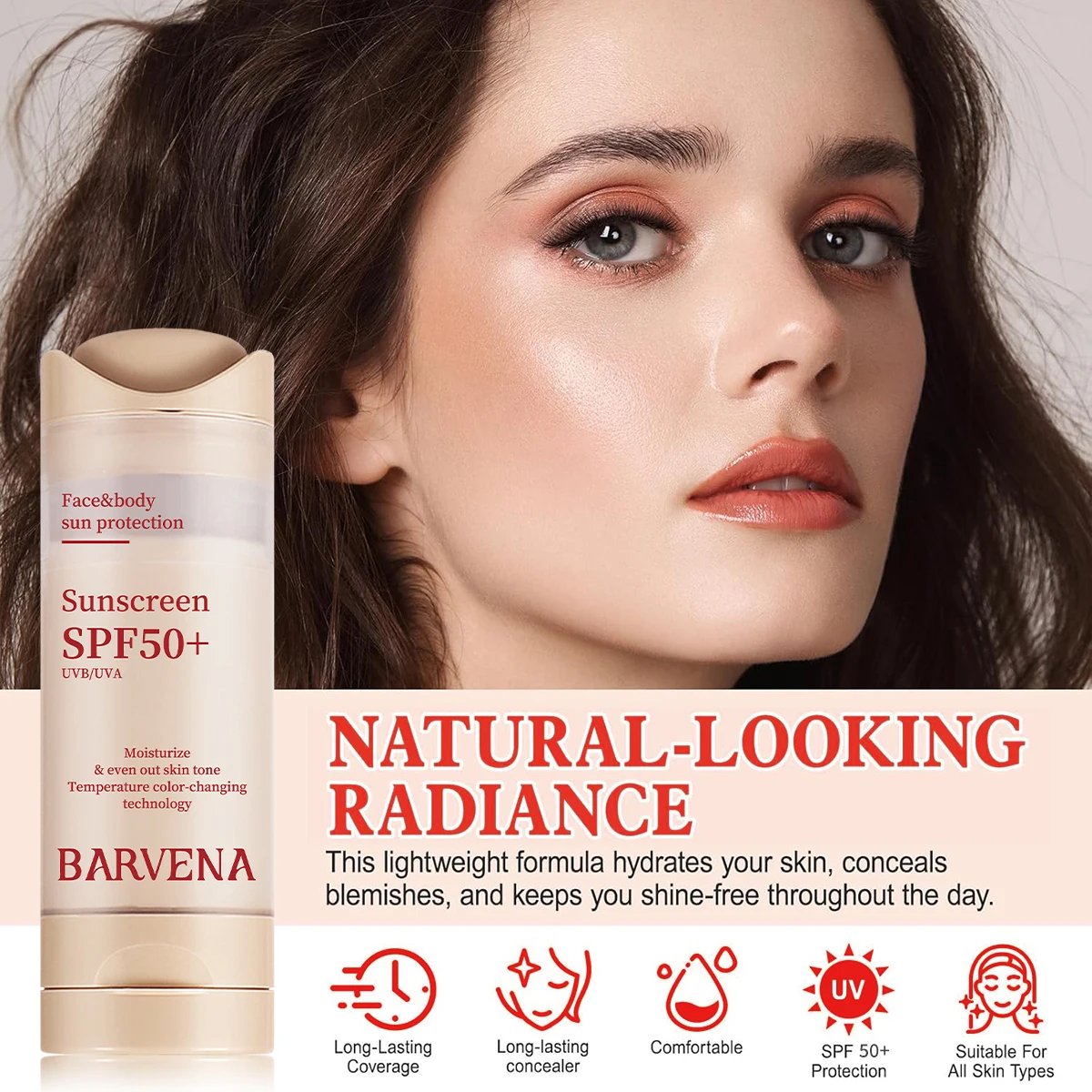 Facial Sunscreen Lotion with Temperature-Changing Effect, Long-Lasting Color Development and No Makeup Removal