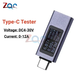 DC4-30V 0-12A Voltmeter Ammeter Type-C Tester Digital Display Current Voltage Tester Power Electric Energy Capacity Timing