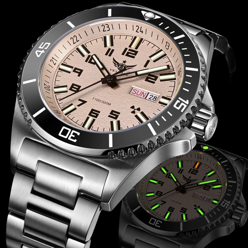 YELANG ساعة عسكرية للرجال 44 مللي متر غواص ساعة يد ميكانيكية أوتوماتيكية أنابيب مضيئة الياقوت 30ATM مقاوم للماء ميوتا 8205