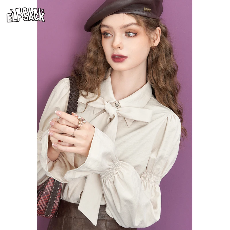 ELFSACK-blusas informales de manga larga para mujer, Tops de otoño e invierno, 2023