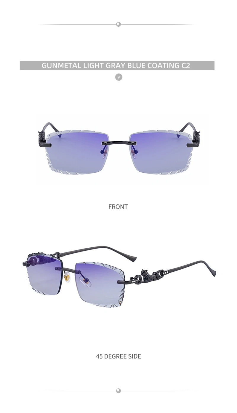 Mimiyou Quadratische randlose Sonnenbrille für Herren, hochwertige Outdoor-Brille für Damen, Grace Fashion-Brille, Marke UV400, Sonnenbrille – Detail 20