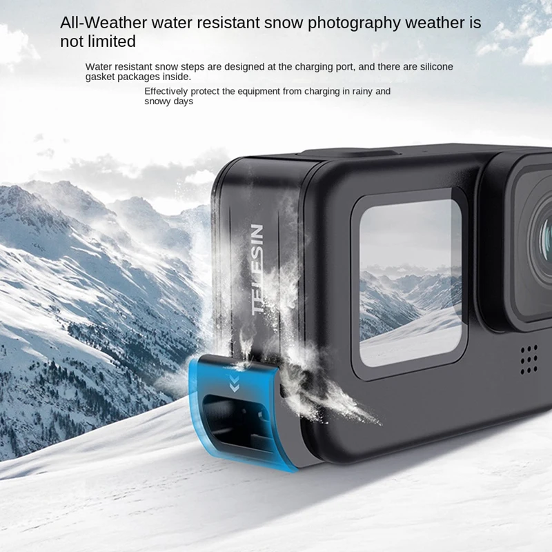 TELESIN wodoodporna pokrywa boczna type-c pokrywa ładująca kamera sportowa akcesoria do Gopro 9 10 11