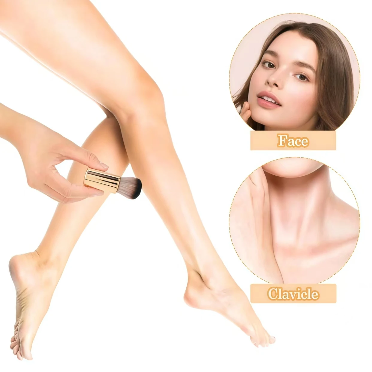 1 فرشاة كريم أساس روز جولد دباغة فرشاة كريم أساس مختلطة، أحمر الخدود، ظلال العيون، برونزية، فرشاة كريم أساس للوجه والرقبة، فرشاة كريم أساس عالية ومنخفضة #4