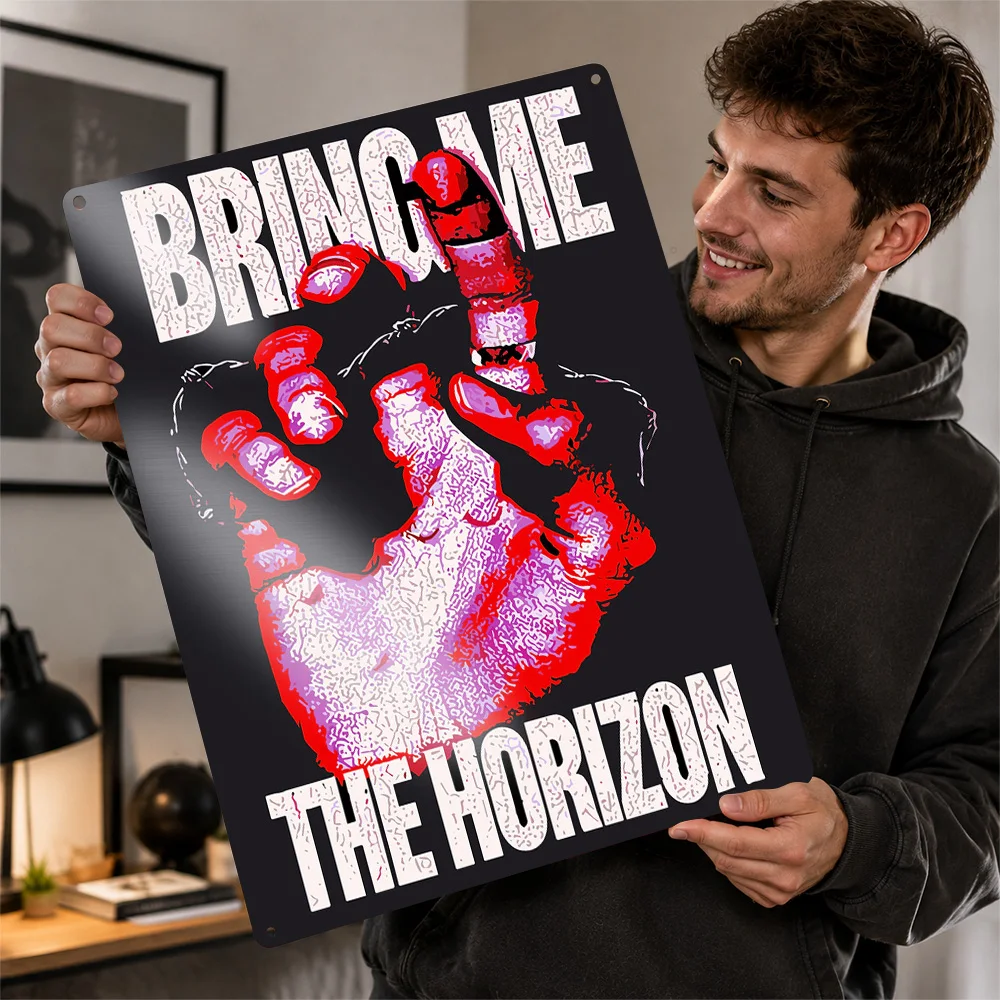 Bring Me The Horizon Band Logo Metal Poster Music Wall Art Customized Retro Tinplate Sign for Studio Bedroom Home Decor Plaque