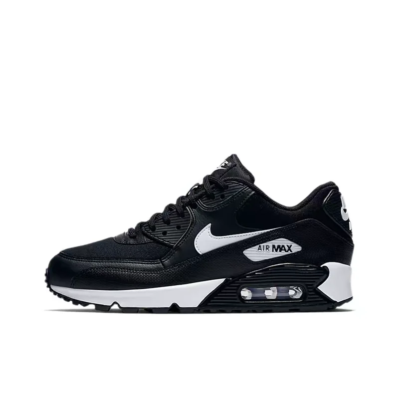 Nike Air Max 90 Women's Casual Shock Absorption Cushioned Breathable Retro Gump Running Shoes White/Black 325213-047