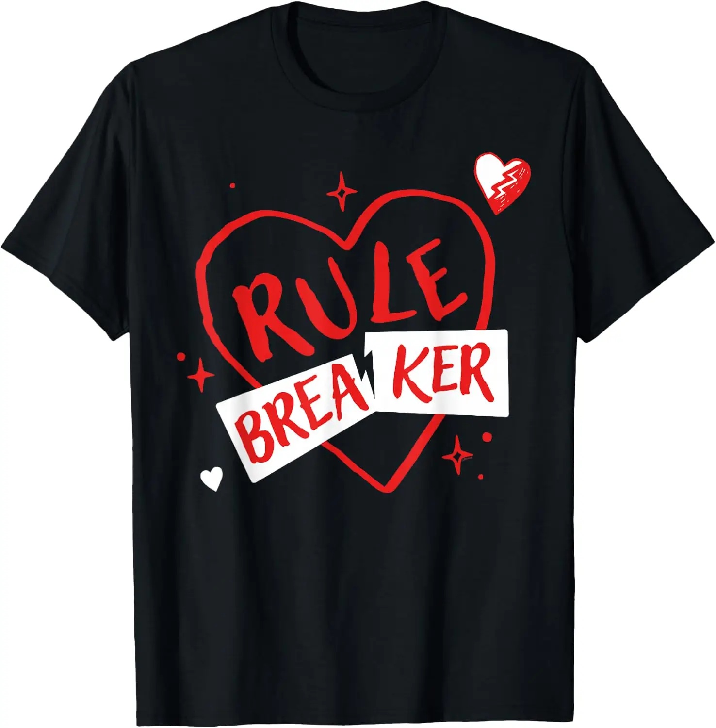 Descendants: Wicked Wonderland Red Heart Rule Breaker T-Shirt 100% Cotton Trendy Y2K Short-Sleeve Tee-Soft, Quick-Drying,