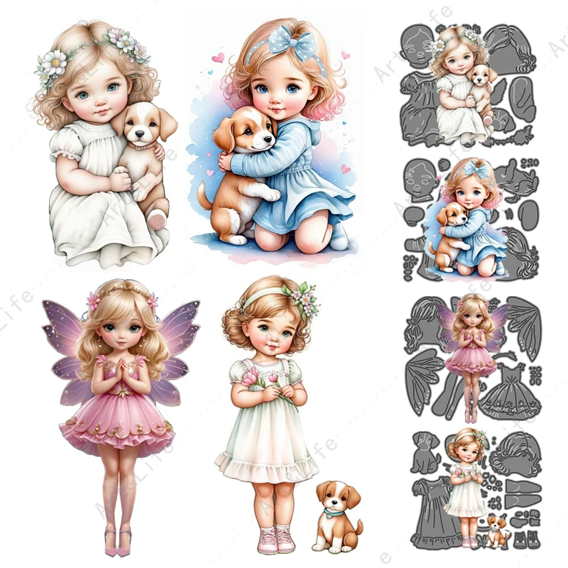 2024 New Crafts Cutting Dies Super Girls Cute Angels Stencils For Scrapbooking DIY Cards Embossing Cut Die Decorative Crafts