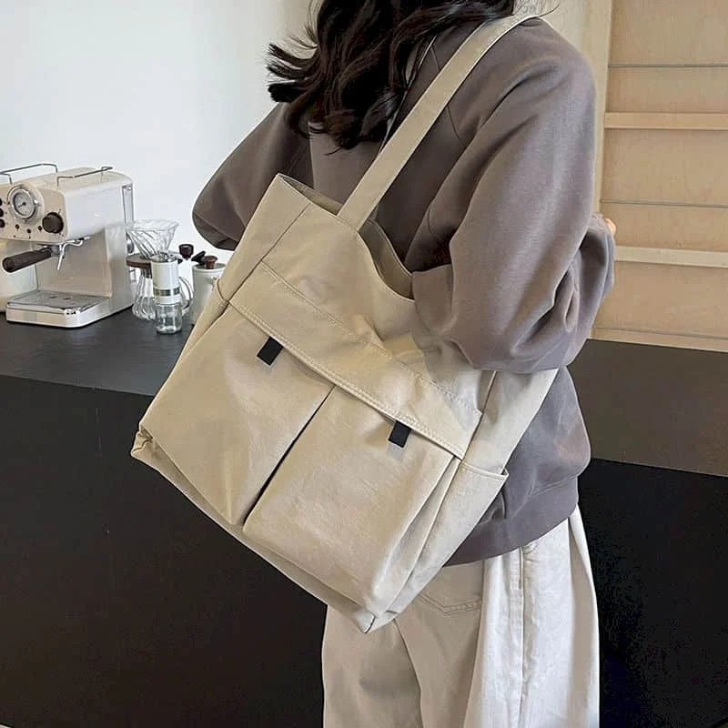 

Нейлоновая большая сумка, многоразовые сумки на плечо, повседневная вместительная сумка в японском стиле для пригородных работ, студенческая сумка для покупок