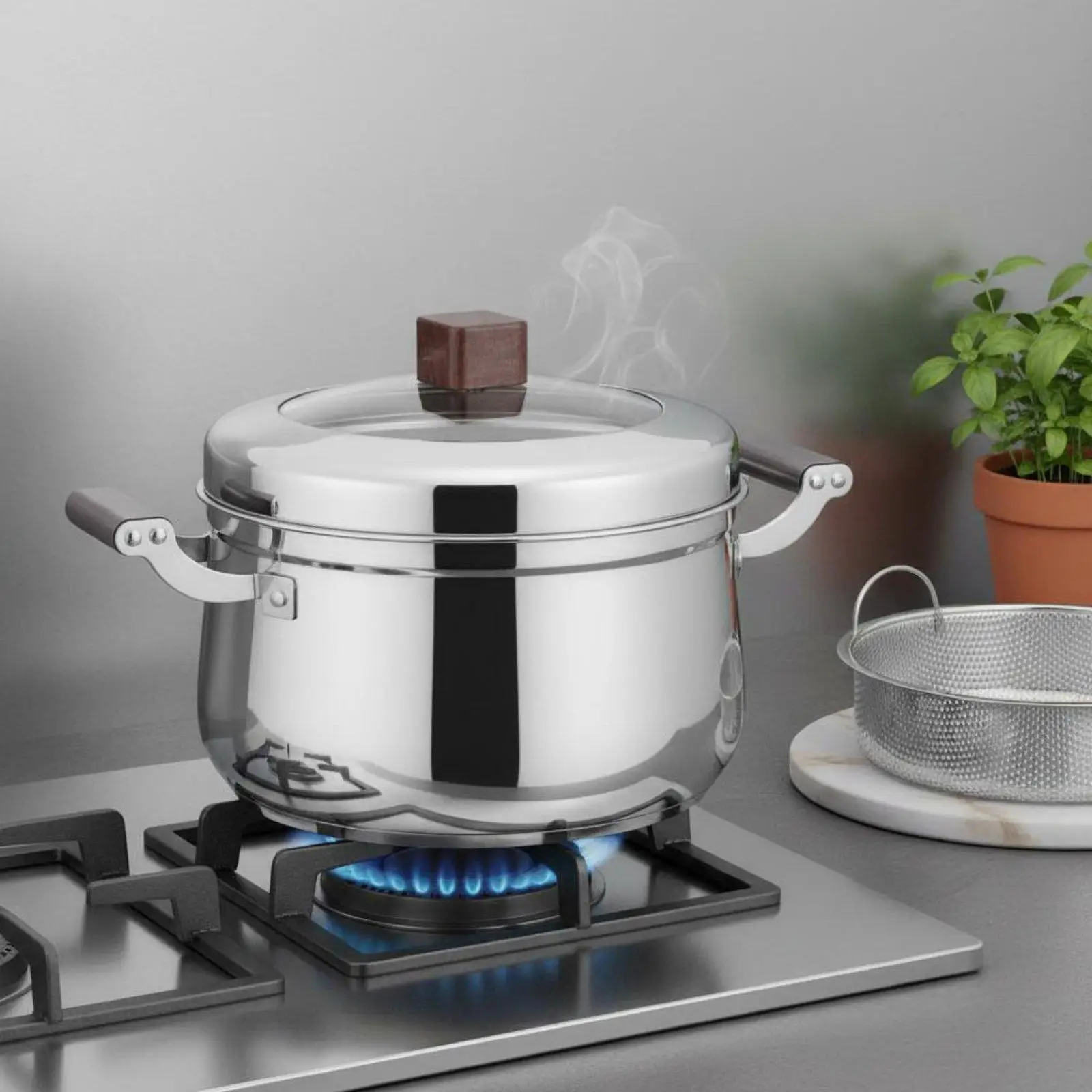 Japanese Steam Rice Cooker Composite Bottom Stainless Steel Steamer Pot