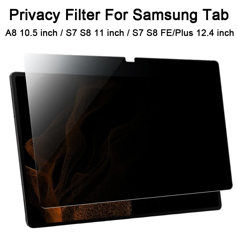 

For Samung Galaxy Tab S6 Lite 10.4 S7 FE/Plus 12.4 S8 11 A8 10.5 inch Privacy Screen Protector Matte Anti-Peep Anti-spy Filter