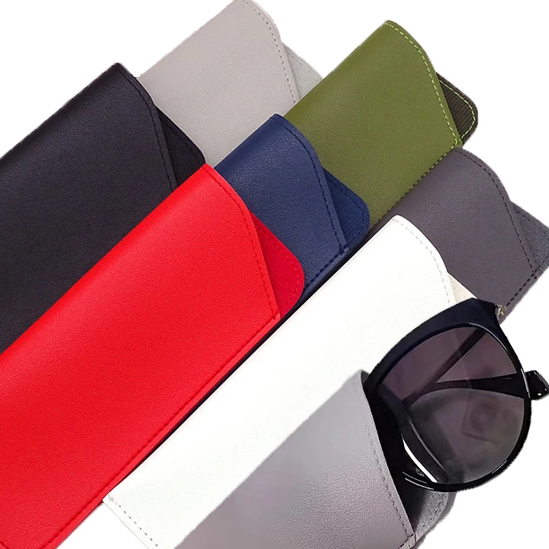 Soft PU Leather Portable Glasses Bag Solid Color Sunglasses Box Eyeglasses Storage Pouch Eyewear Protector Case Drawstring Bags