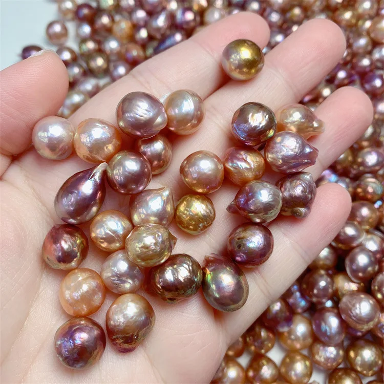 10 Pieces/ Lot Dazzling  Strong Light Special-shaped Fresh Water 10-14mm Color Baroque Pearl  DIY Loose Beads