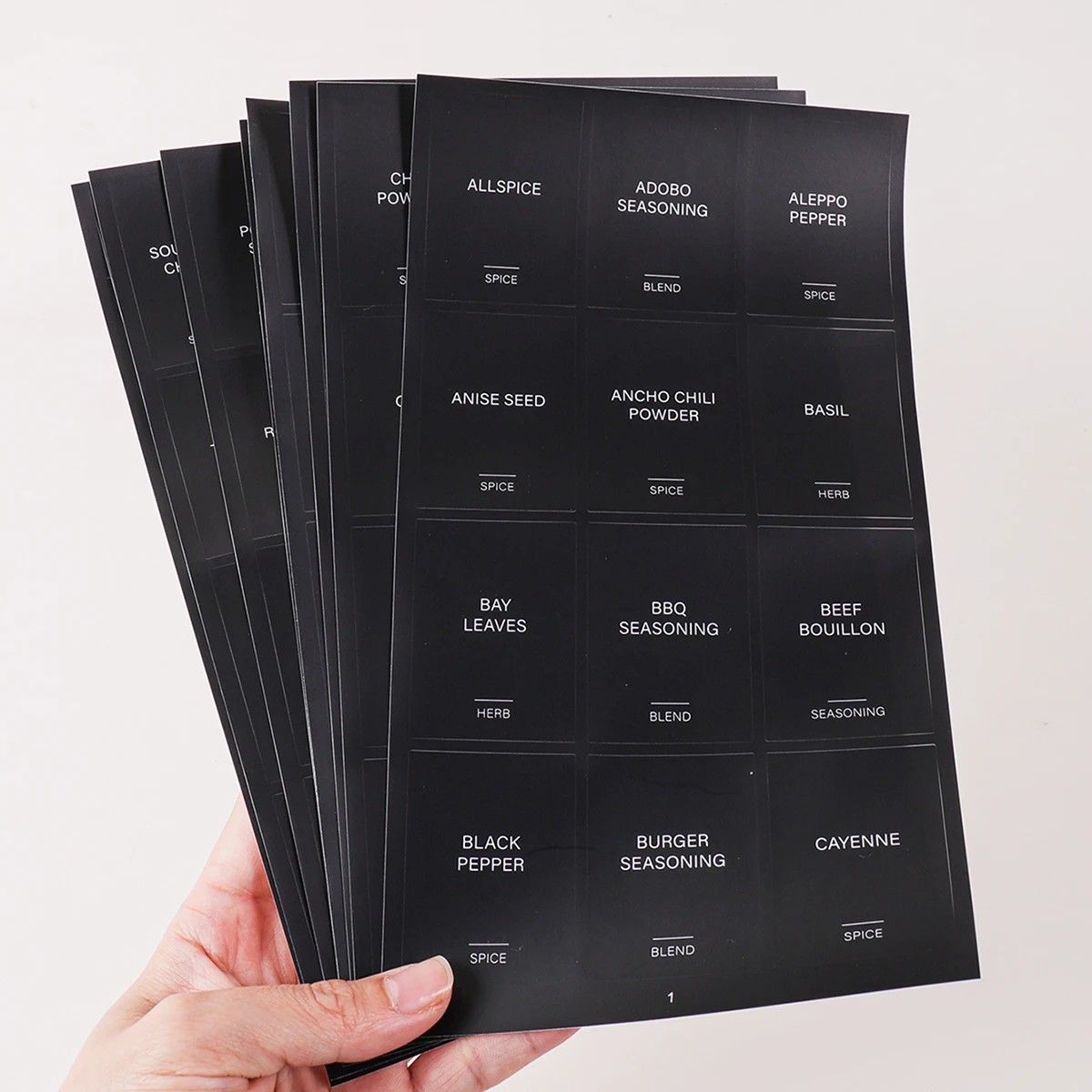 Juego de Etiquetas Adhesivas Impermeables para Frascos de Cocina, Etiquetas para Botellas de Especias, Clasificación y Organización de Almacenamiento en la Mesa de Cocina