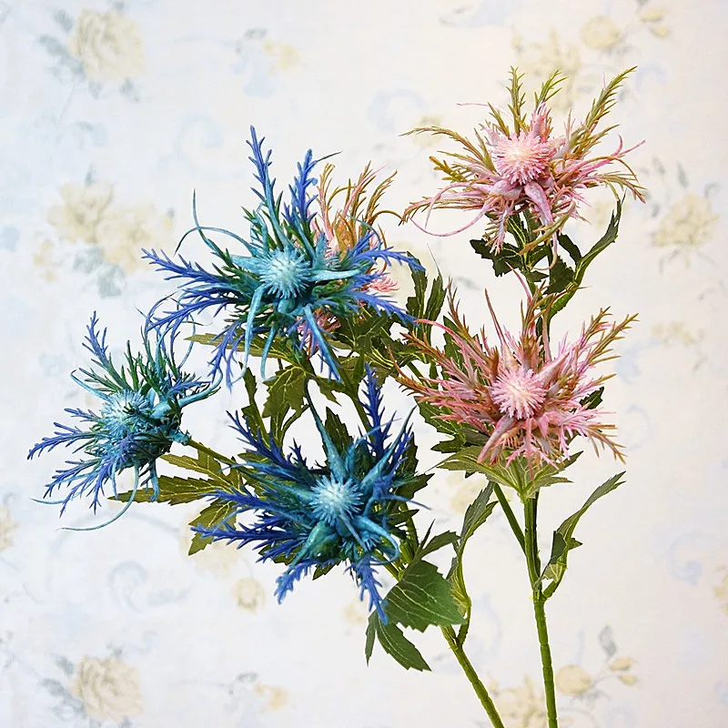 New Simulation eryngo flower branch plastic Artificial flowers Wedding party decoration flores fleur artificielle Room Party