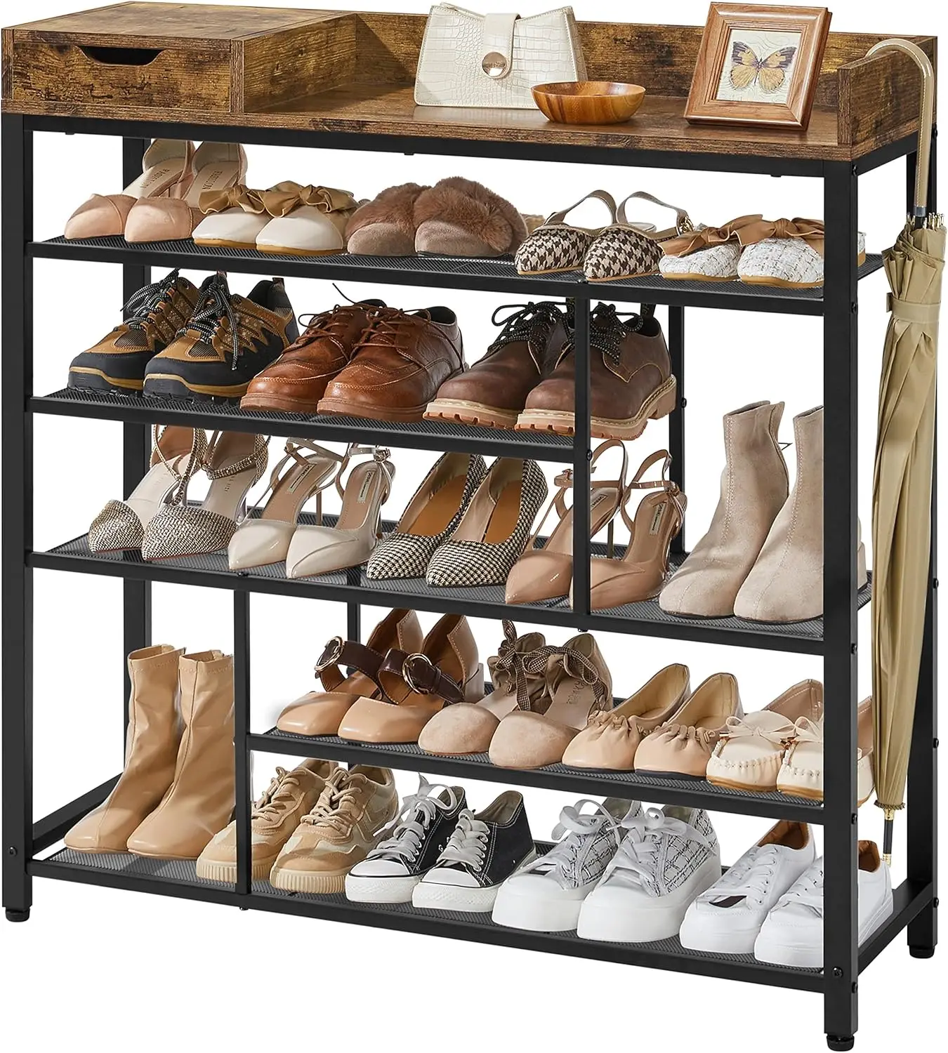 

Yaheetech Shoe Rack, 6-Tier Storage Shelves, Free Standing Shoe Organizer with Storage Box, Cabinet for Entryway,