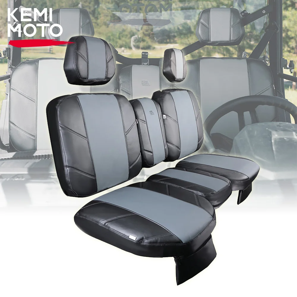 

KEMIMOTO UTV Leather Seat Cushions Covers for Can Am Defender HD7 HD9 HD10 PRO 6X6 DPS 2/4 Doors w/Headrest