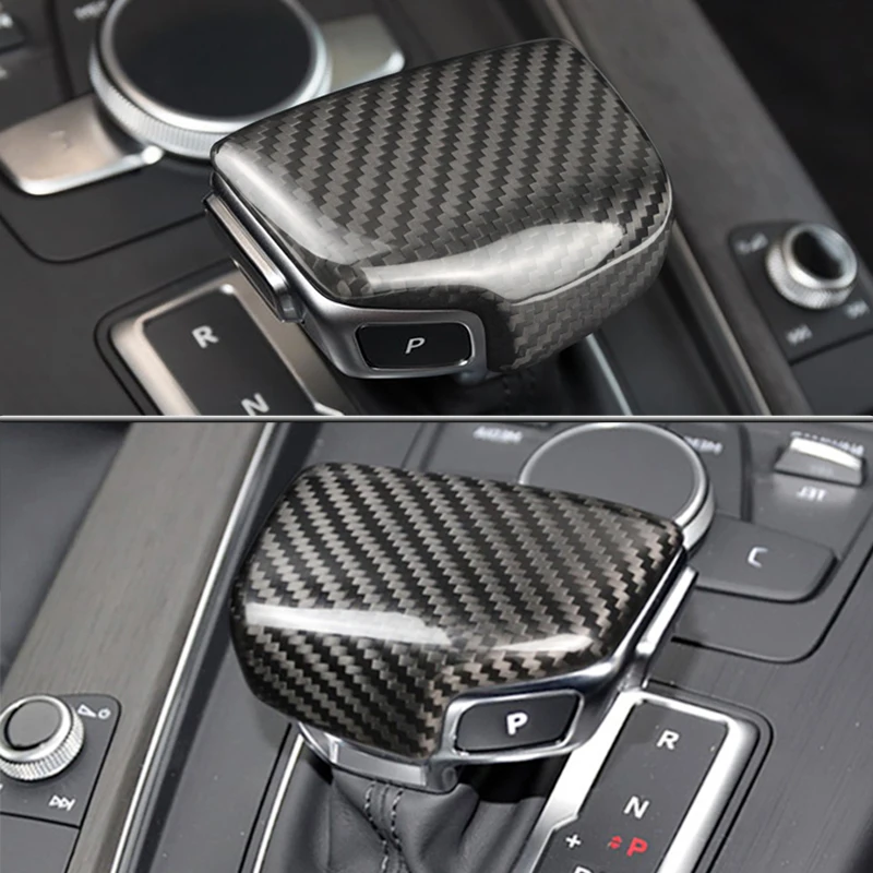 

For Audi A5 Q7 A4L Q5L Accessories Gear Shift Knob Cover Sticker Real Carbon Fiber Car Interior Decoration For Audi Gear Shift