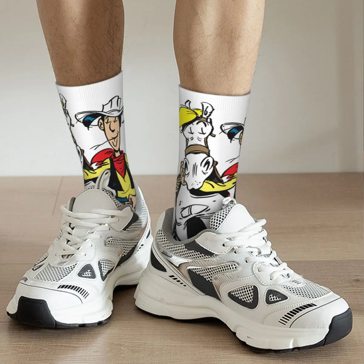 Lucky Luke Socks Men Women Fashion Cartoon Socks Hip Hop Spring Summer Autumn Winter Middle Tube Socks Gifts