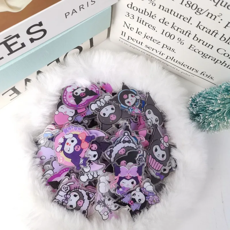 Kuromi 아크릴 타블렛 Diy 수제 재료 패치는 컬러 가장자리로 만들어질 수 있습니다. 키 체인 펜던트 머리핀 헤어 액세서리