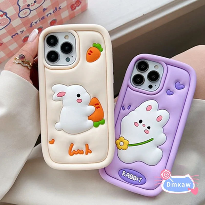 

Cute 3D Rabbit Silicone Case For OPPO Reno 10 5G Reno 10 Pro 5G Phone Case Love Flower Bunny Soft Cover