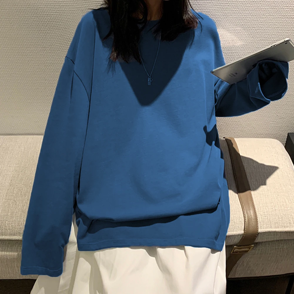 King Billion Women's Long Sleeve Cotton T-Shirt Oversize 4