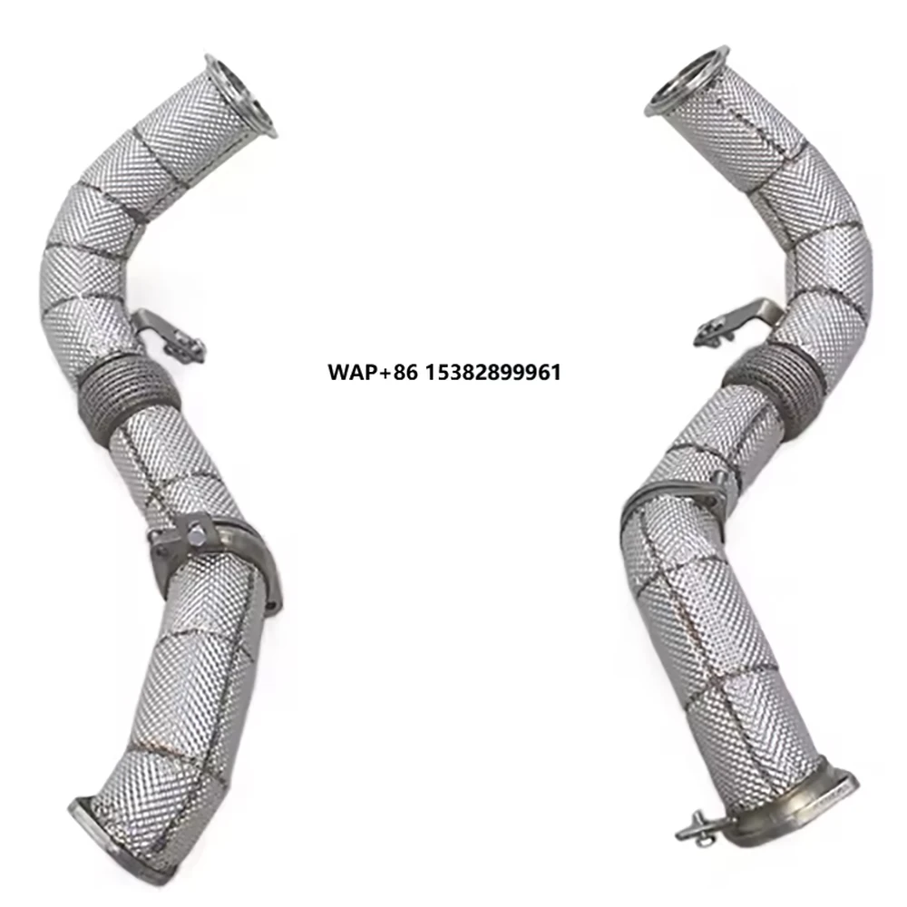 OBM Factory Heat Shield  Downpipe Exhaust System for X5M/X6M F95/F96 4.4TT LCI 2020-- Stainless Steel Free Flow Pipe