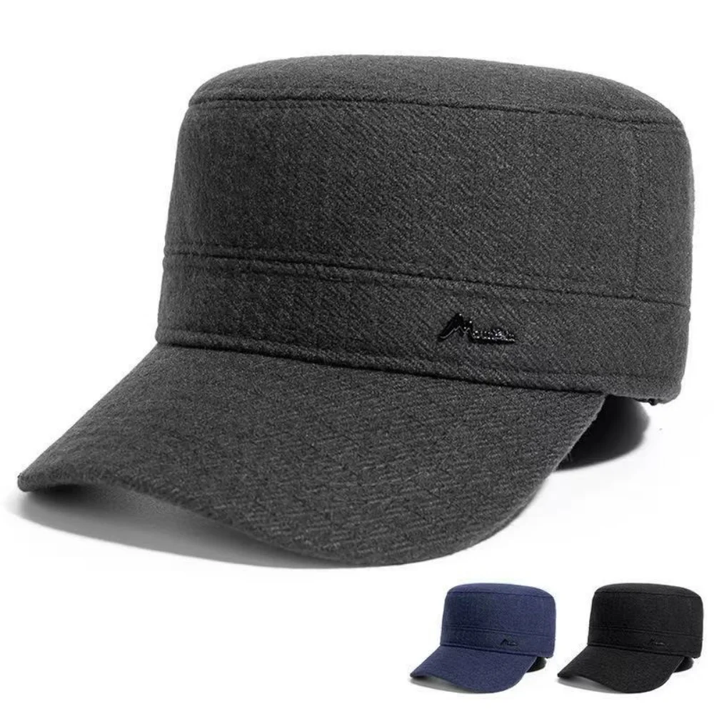 Men Winter Military Cap Thickened Warm Ear Protection Soft Top Wide Brim Male Earflap Army Hat Outdoor Cold Weather Hat
