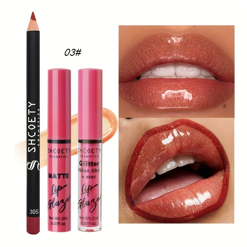 Pearl Shimmer Matte Lip Liner And Lip Oil Set Wodoodporny, nieprzywierający zestaw do ust odpowiedni dla wszystkich rodzajów skóry Pudełko na prezenty świąteczne