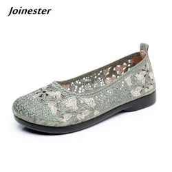 Women Mesh Hollow-out Lightweight Casual Shoe Summer Breathable Loafers Comfort Non-skid Mom Shoes Round Toe  Slip on Flats