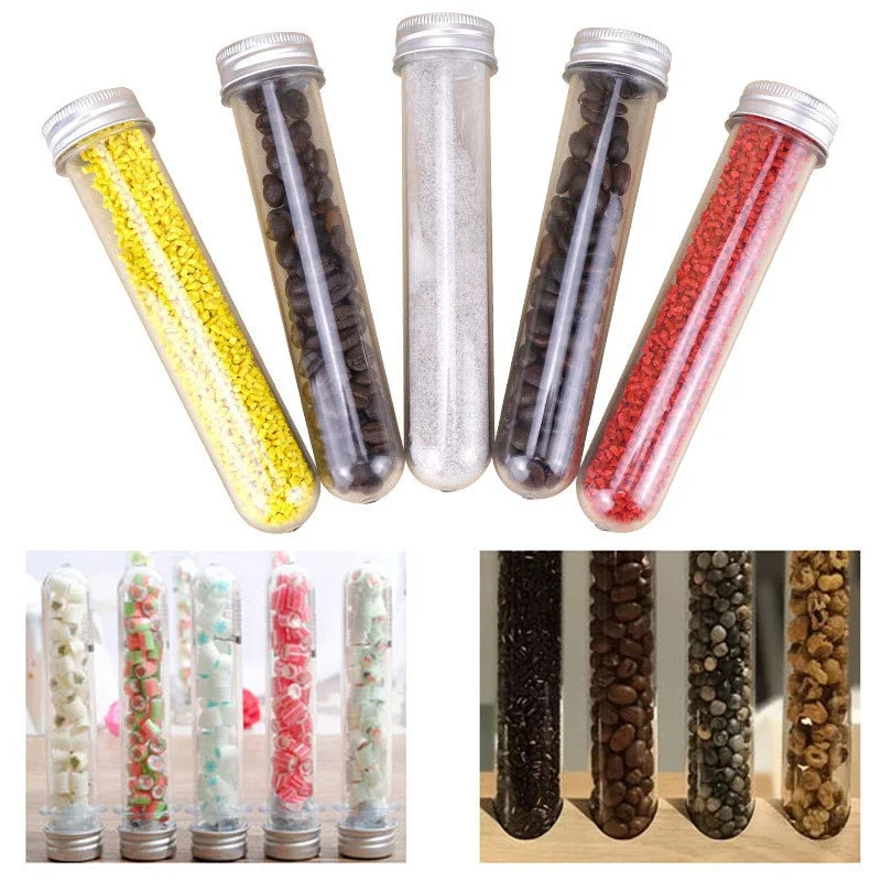 20Pcs 30/40/70/80/100ml PET Test Tube Bottle With Screw Cap Clear Candy Facial Mask Capsule Data Line Storage Box Party Supplies