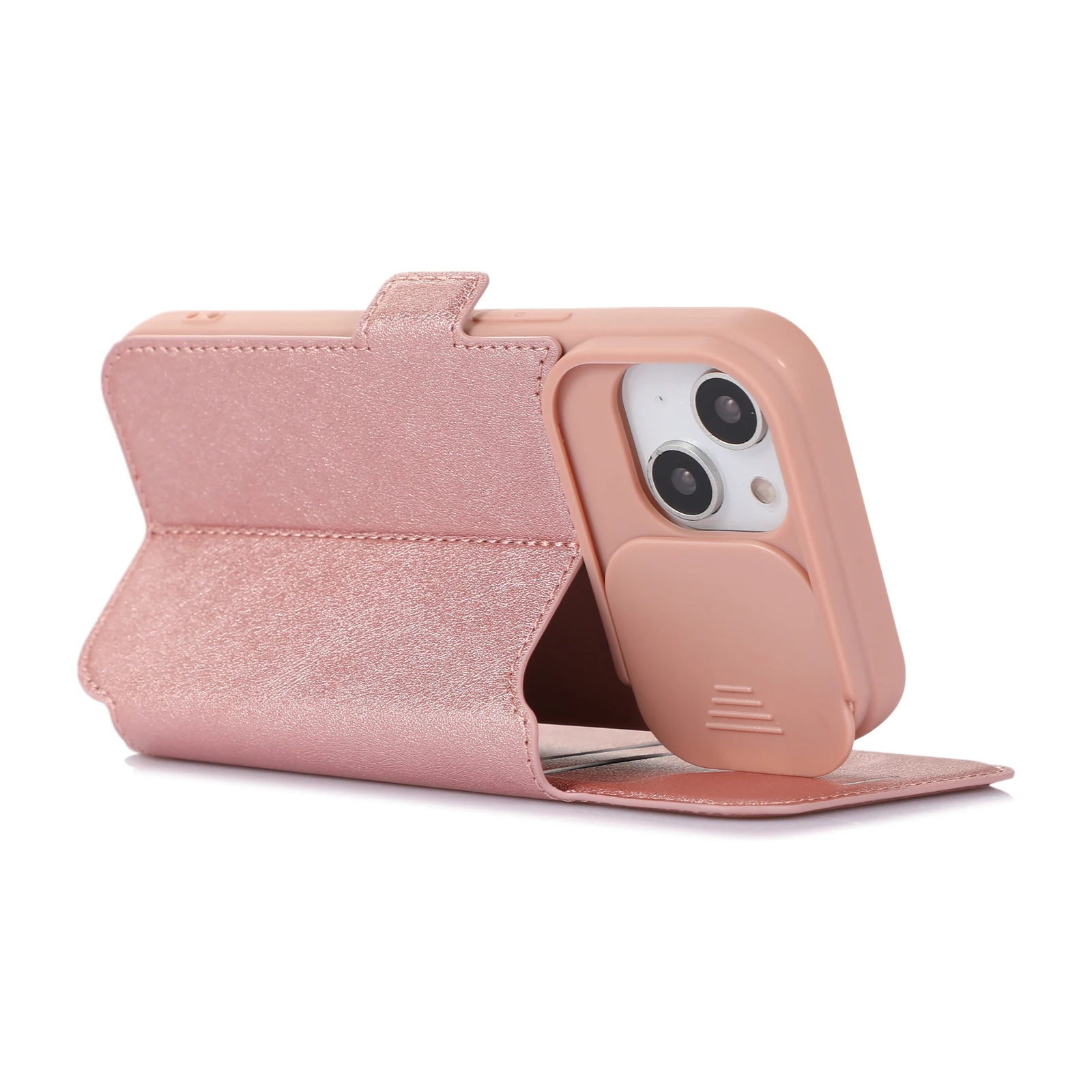 حافظة جلدية قابلة للطي مع حماية للكاميرا المنزلقة لهاتف آيفون 14 13 12 11 برو ماكس 7 8 14 Plus X XS Max XR فتحة للبطاقات غطاء خلفي #4