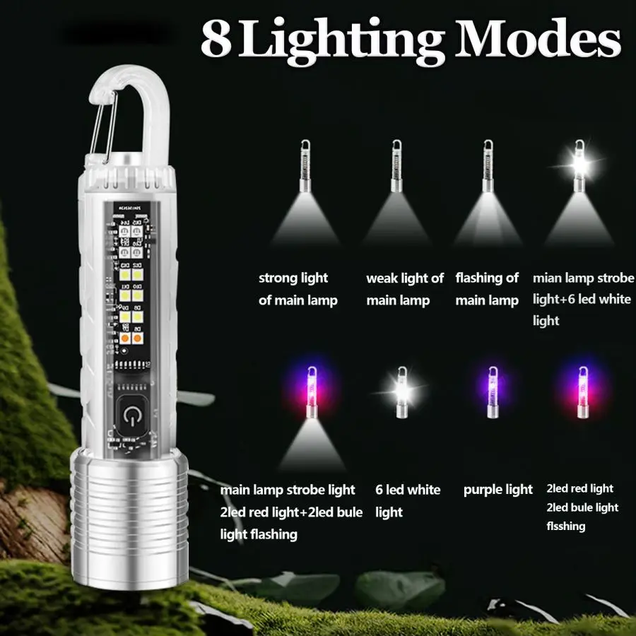 Powerful P50 LED Flashlight Type-C USB Rechargeable Flashlights Camping Light Built-in 18650 Battery Powered Torch Waterproof