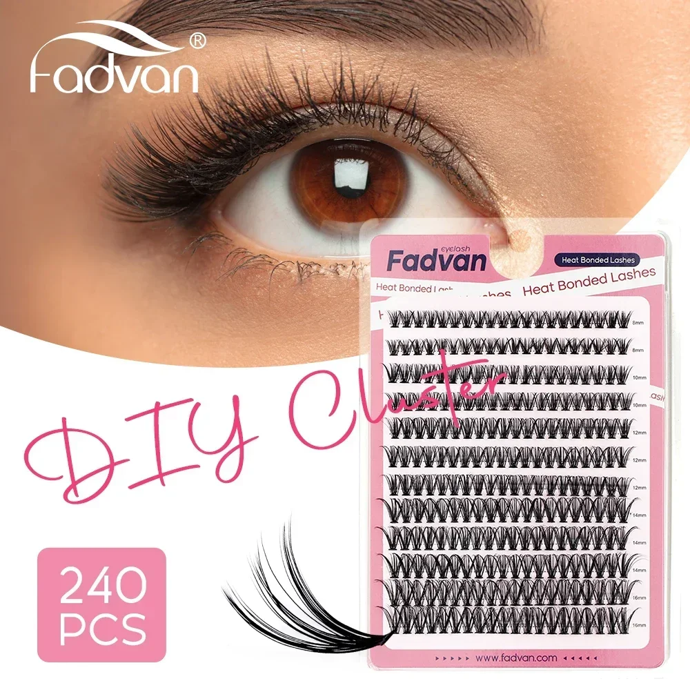 Fadvan DIY Eyelashes Clusters 20D/30D/40D/50D/60D Premade Fan Lash Extension Individual Heat Bonded Cluster Lashes Natural Soft