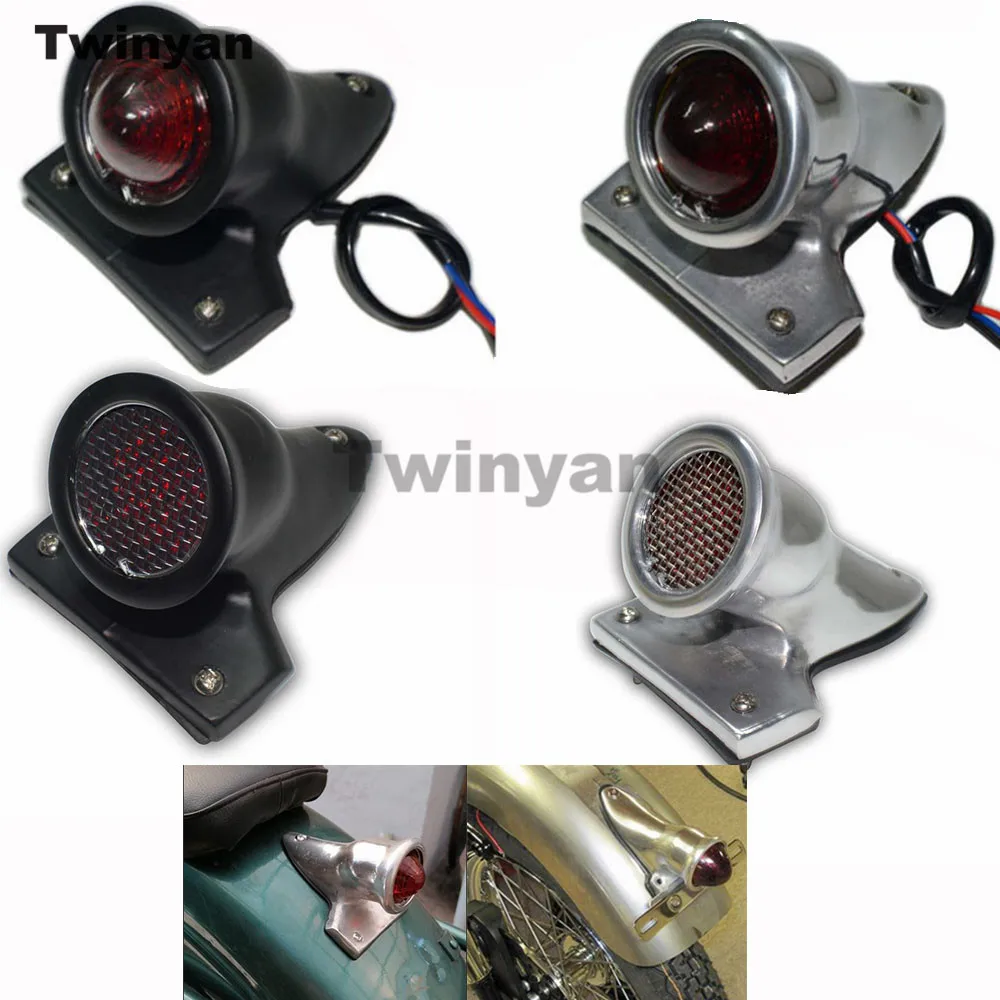 

Cafe Racer Universal Vintage Taillight Mesh Grill Brake Stop Lamp Motorcycle Retro Rear Light For Harley Bobber Dyna XL883 1200